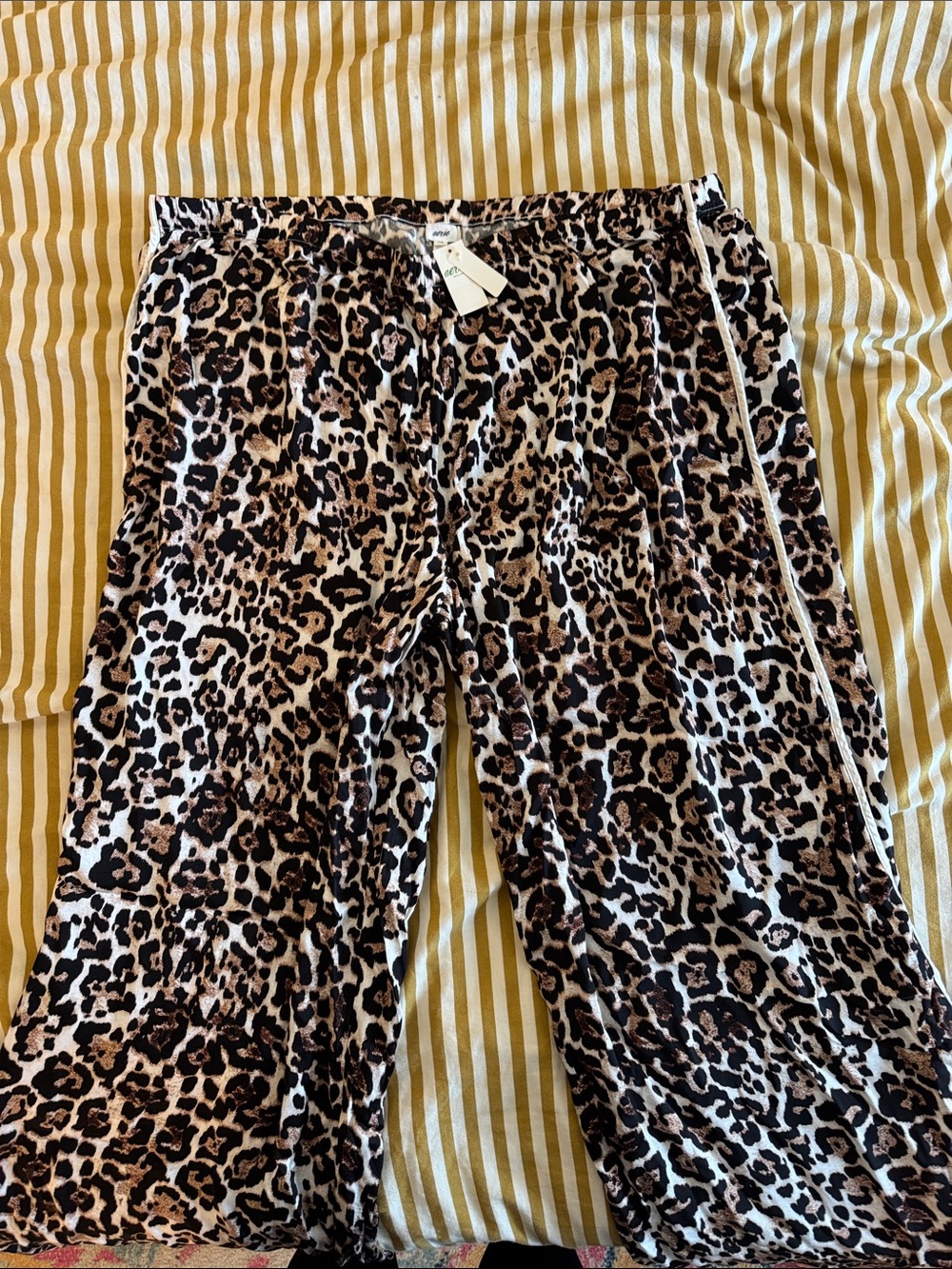 aerie Leopard Print Wide Leg Pants in Brown and Black